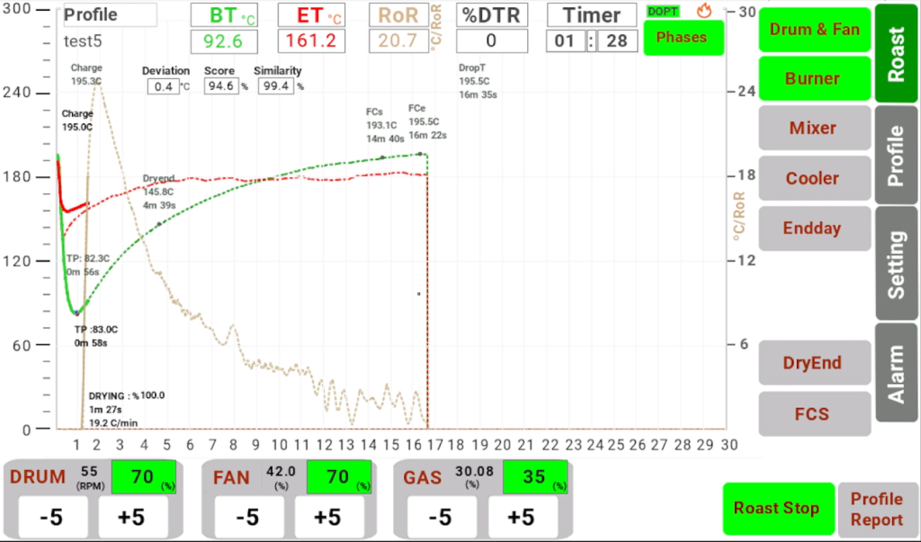 coffee roaster machine software profile system roastersoft