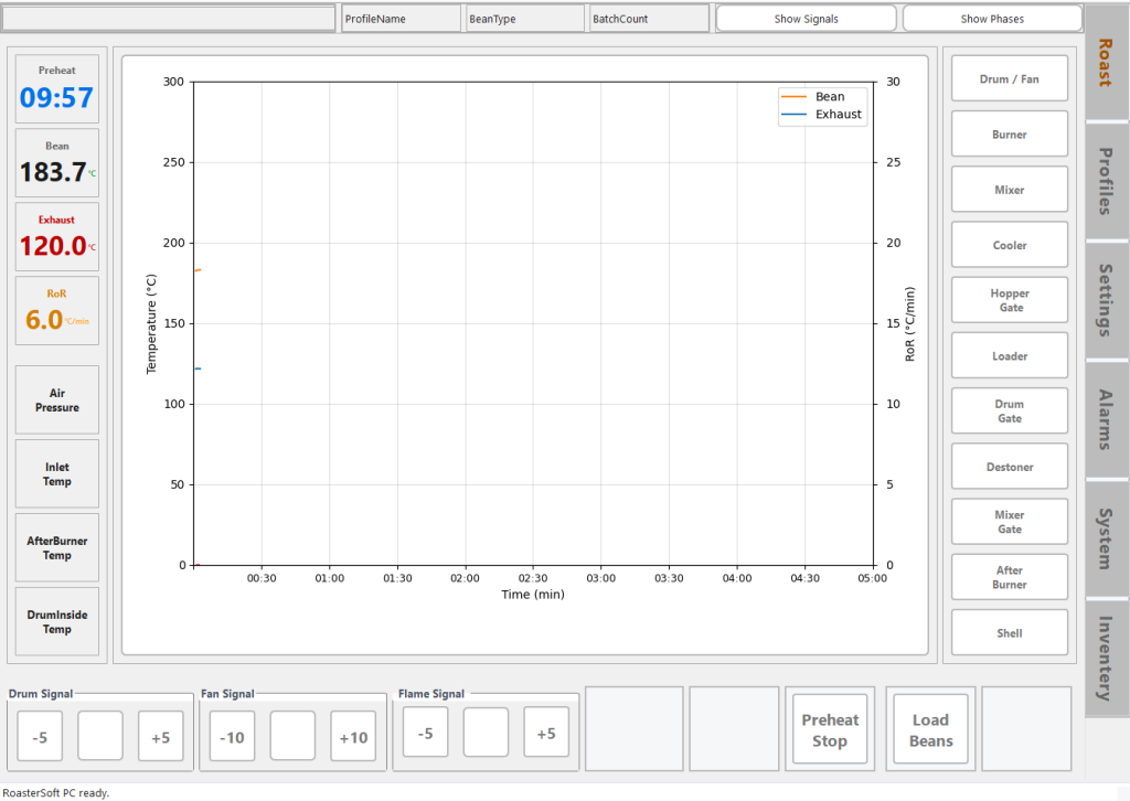 Software for coffee roaster manufacturers